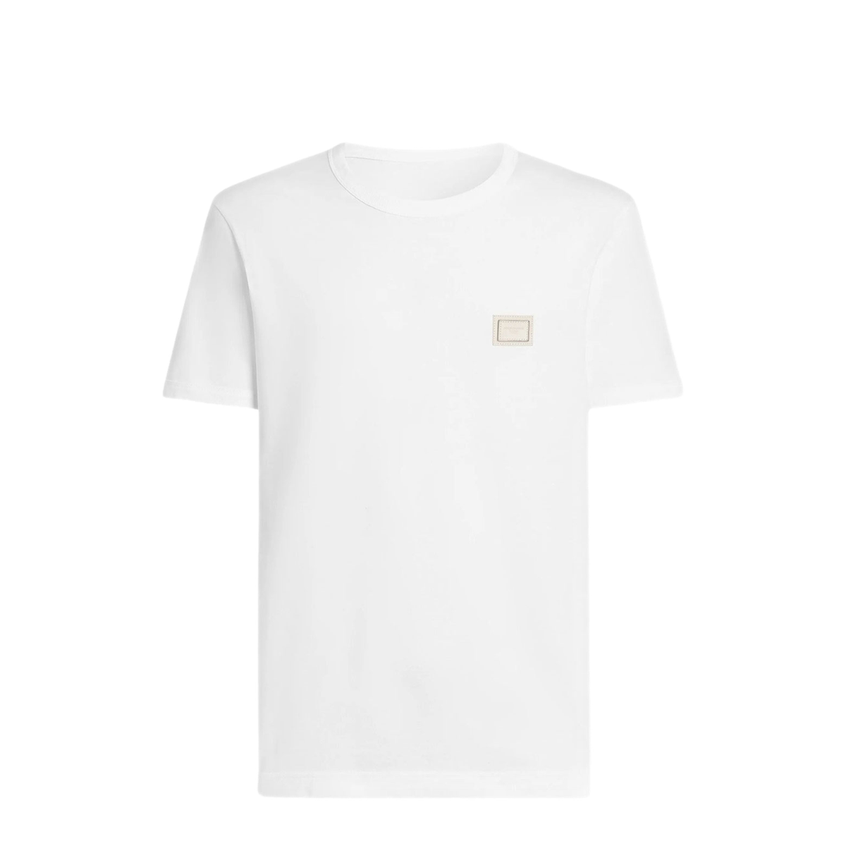 Cotton T-Shirt With Logo Plaque In Optic White