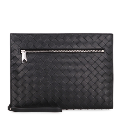 Intrecciato Leather Document Case - Black