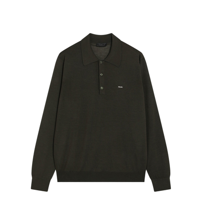 Military Green Combed Wool Polo Shirt