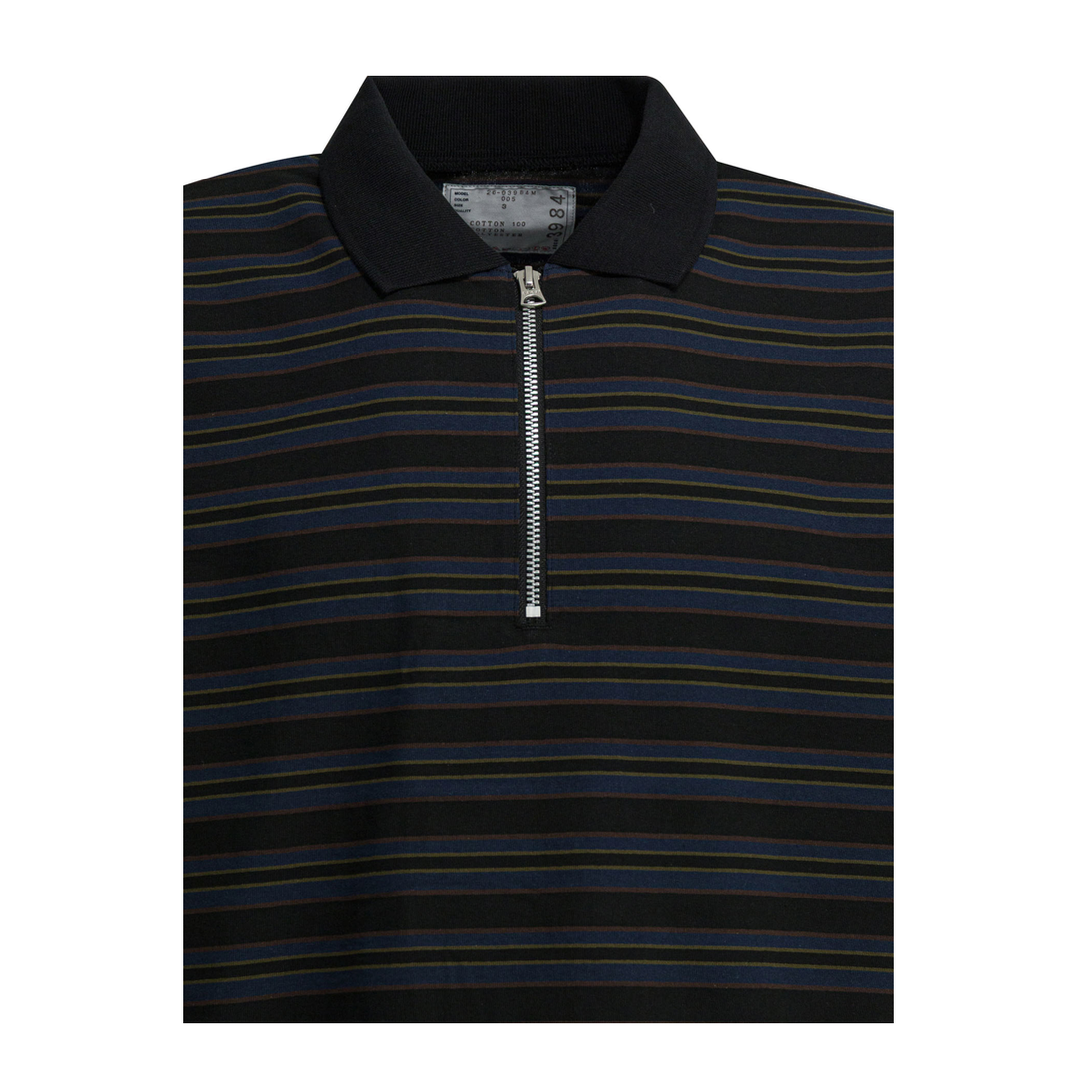 MAYFEYR - Sacai - Striped Buttonless Polo Shirt - 2603984M005