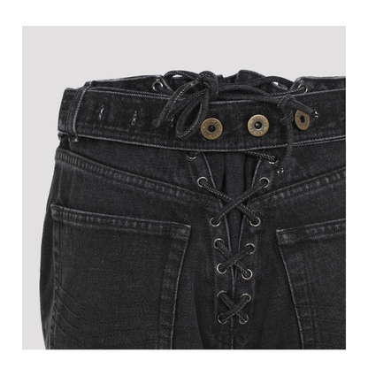 MAYFEYR - Jean Paul Gaultier - Denim Jeans With Lacing And Knee Bonding Detail - FJE148LPD01606