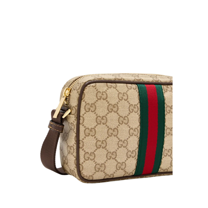 GG Supreme Web Compact Canvas Pouch - Beige/Ebony