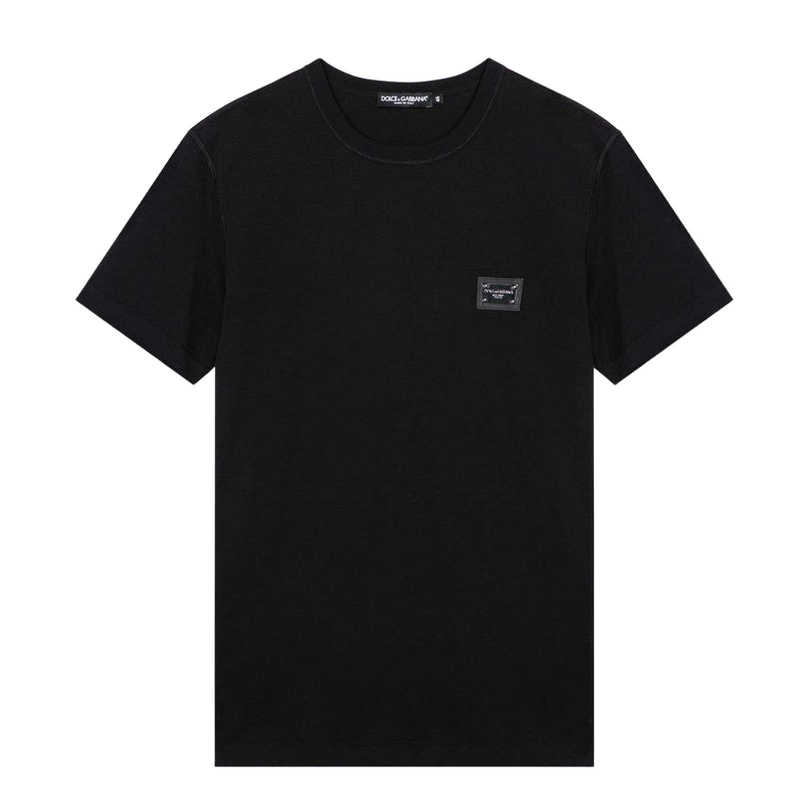Black Crewneck T-Shirt with Logo Plaque