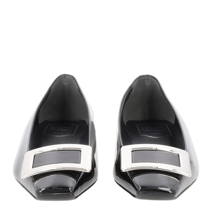 Black Patent Leather Low Block Heel