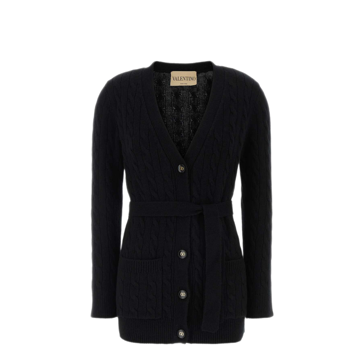 MAYFEYR - Valentino - Black Cashmere Cardigan - 9B3KA16DAB90NO