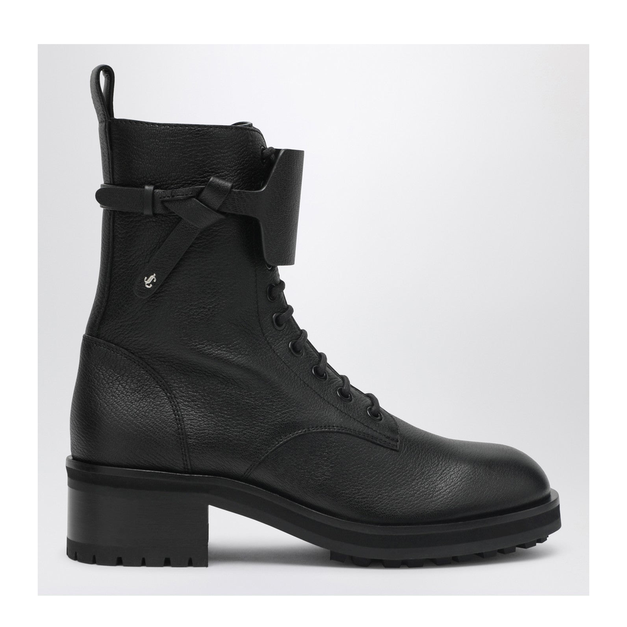 Rosabel Flat Black Leather Ankle Boots
