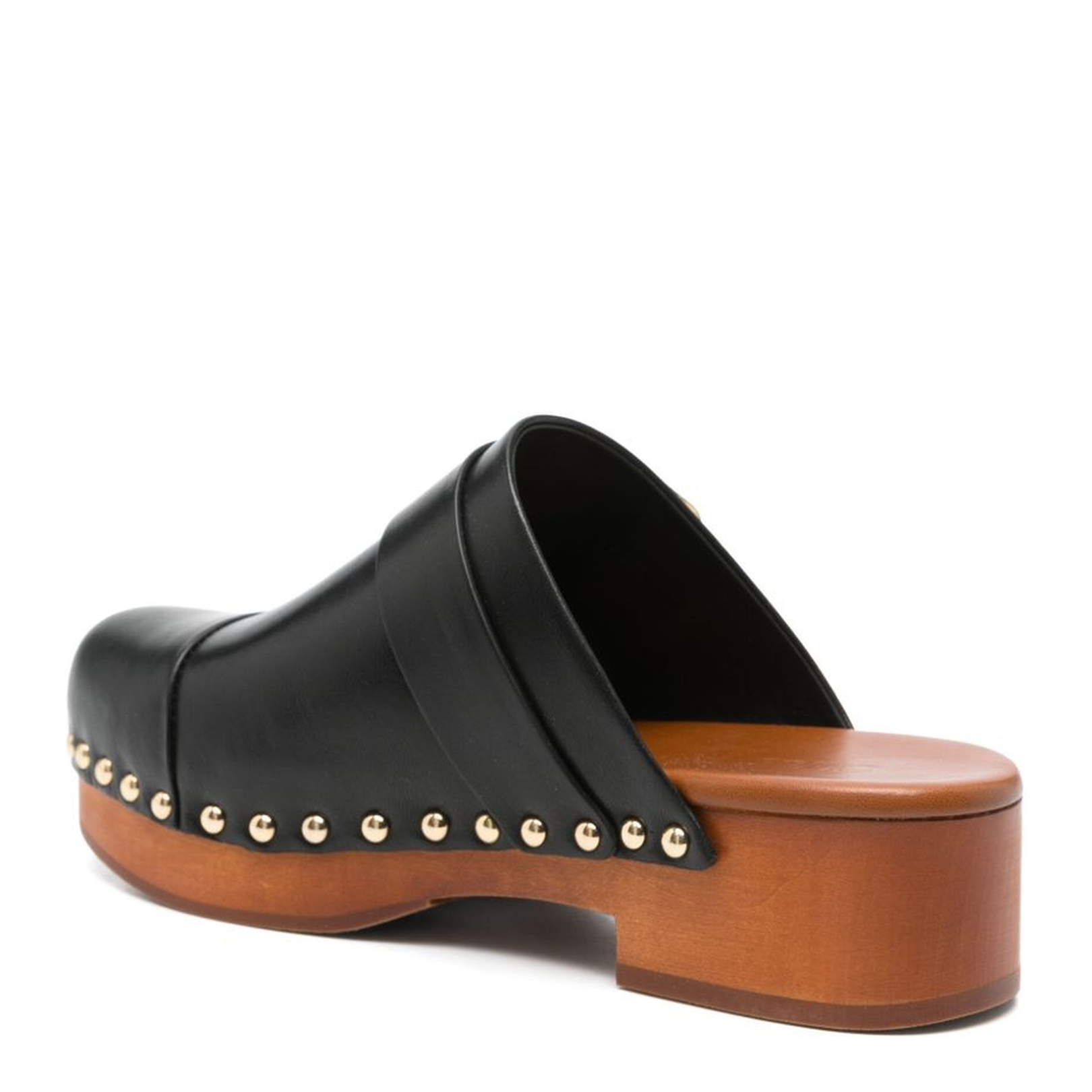 Black Slip-On Clog with Decorative Buckle Detail