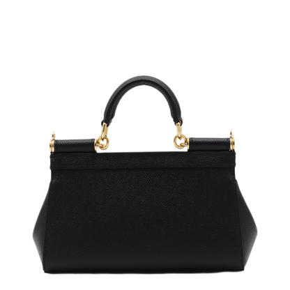 Sicily Small Calf Leather Top-Handle Bag - Nero