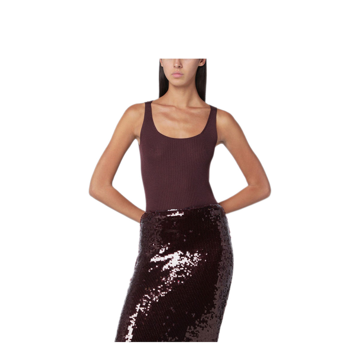 MAYFEYR - Roberto Collina - Eggplant Coloured Wool Tank Top - 253F08214WOF0836