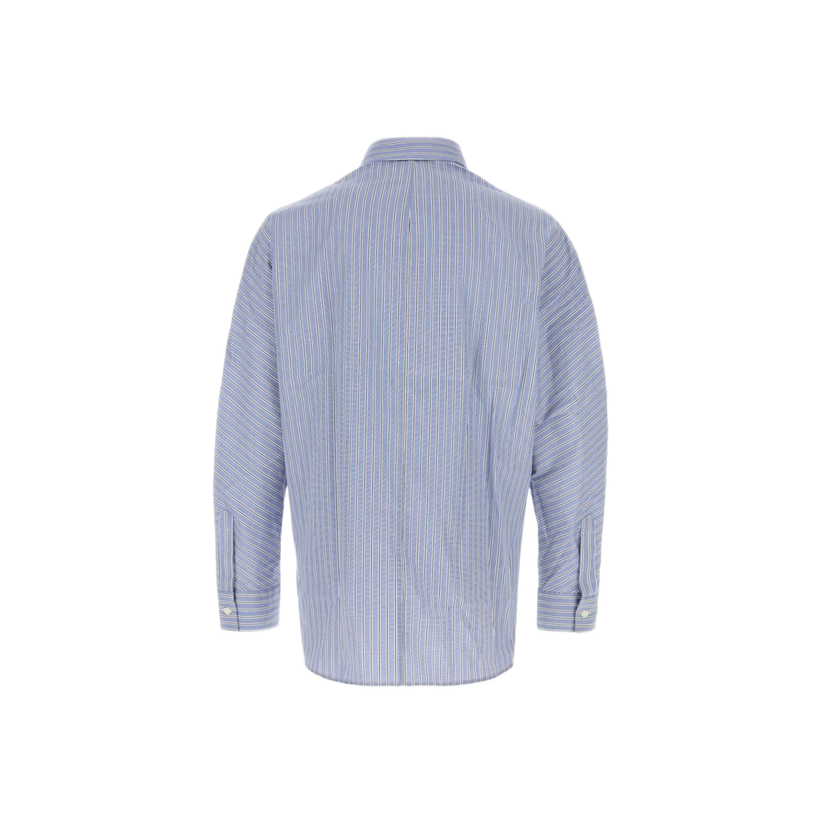 White/Blue Striped Poplin Shirt