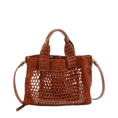 Summer Banana Small Raffia Tote - Clay Brown
