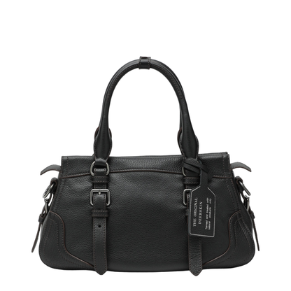 Large Black Leather Shopping Bag