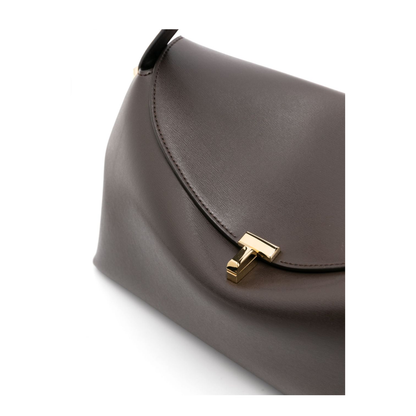 T-Lock Leather Top-Handle Bag - Bark