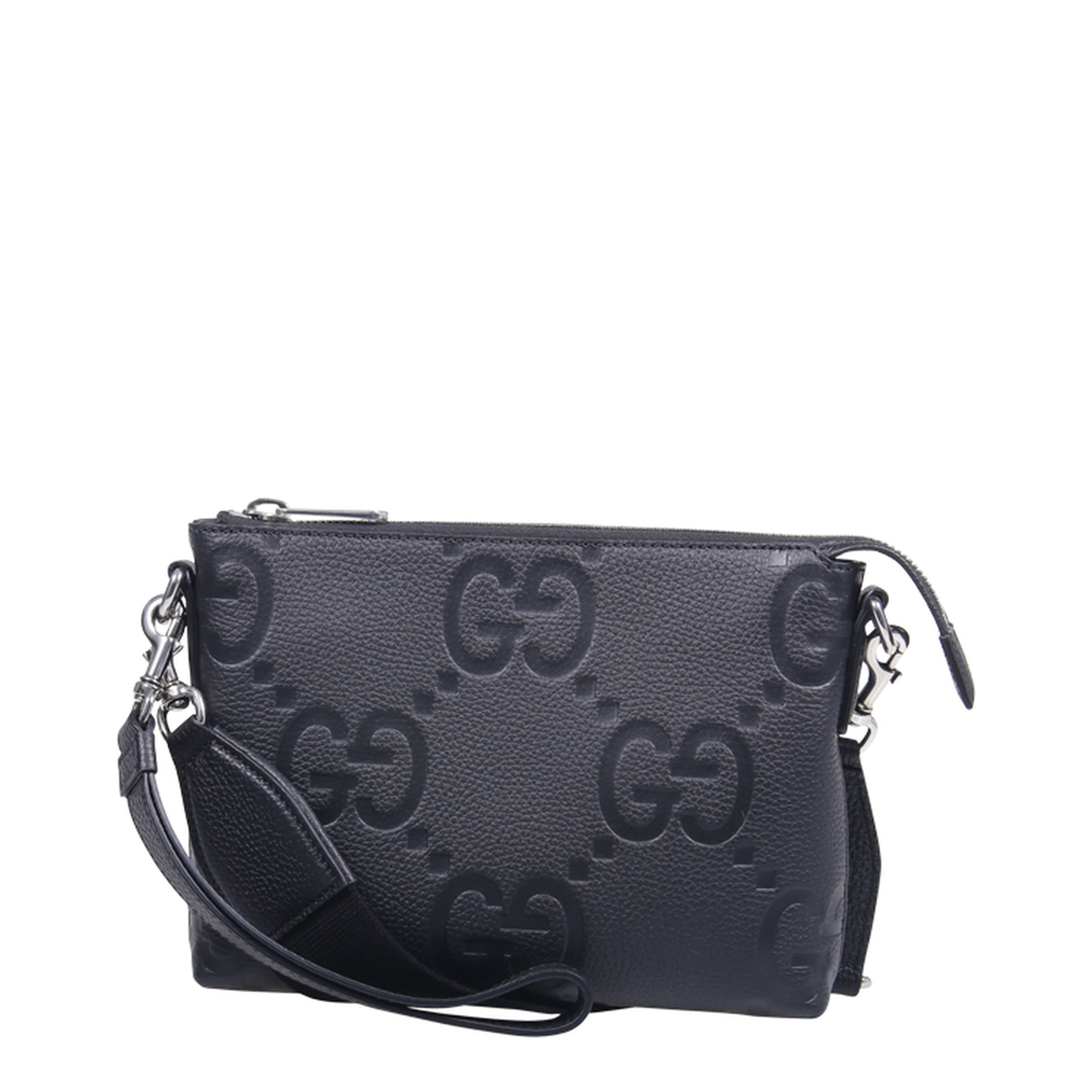 GG Jumbo Small Leather Crossbody Bag - Gray
