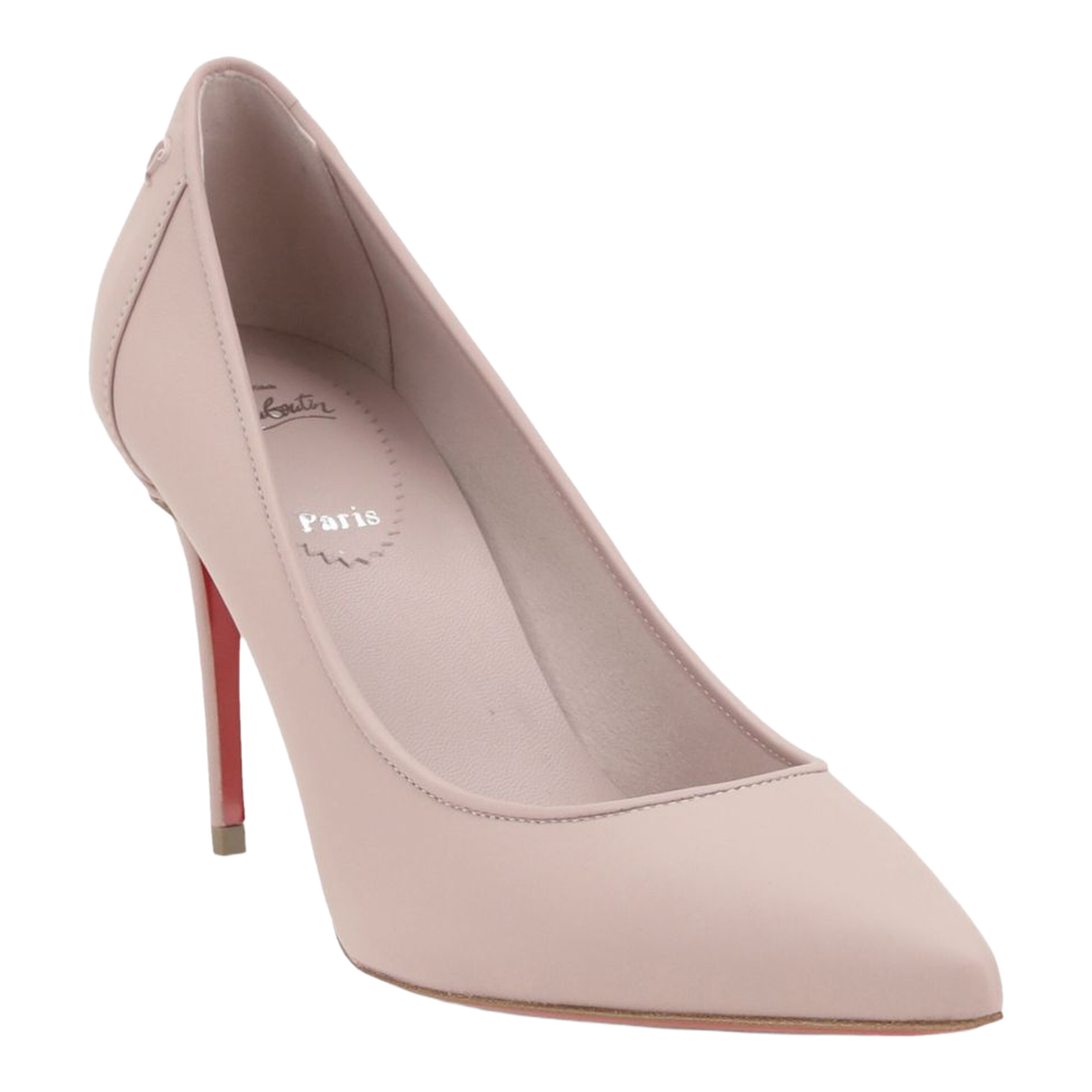 Pink High Heel Pointed Toe Signature Red Sole Leather Lining