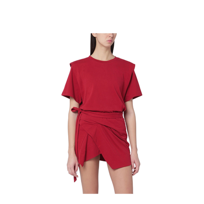 MAYFEYR - Isabel Marant - Cherry-Coloured Zelitos Cotton T-Shirt - TS0041FAA1N41I70CH