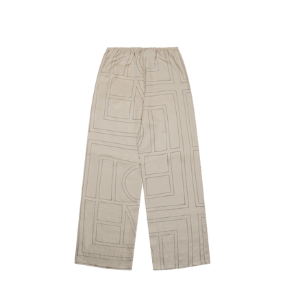 White Pants with All-Over Monogram in Silk