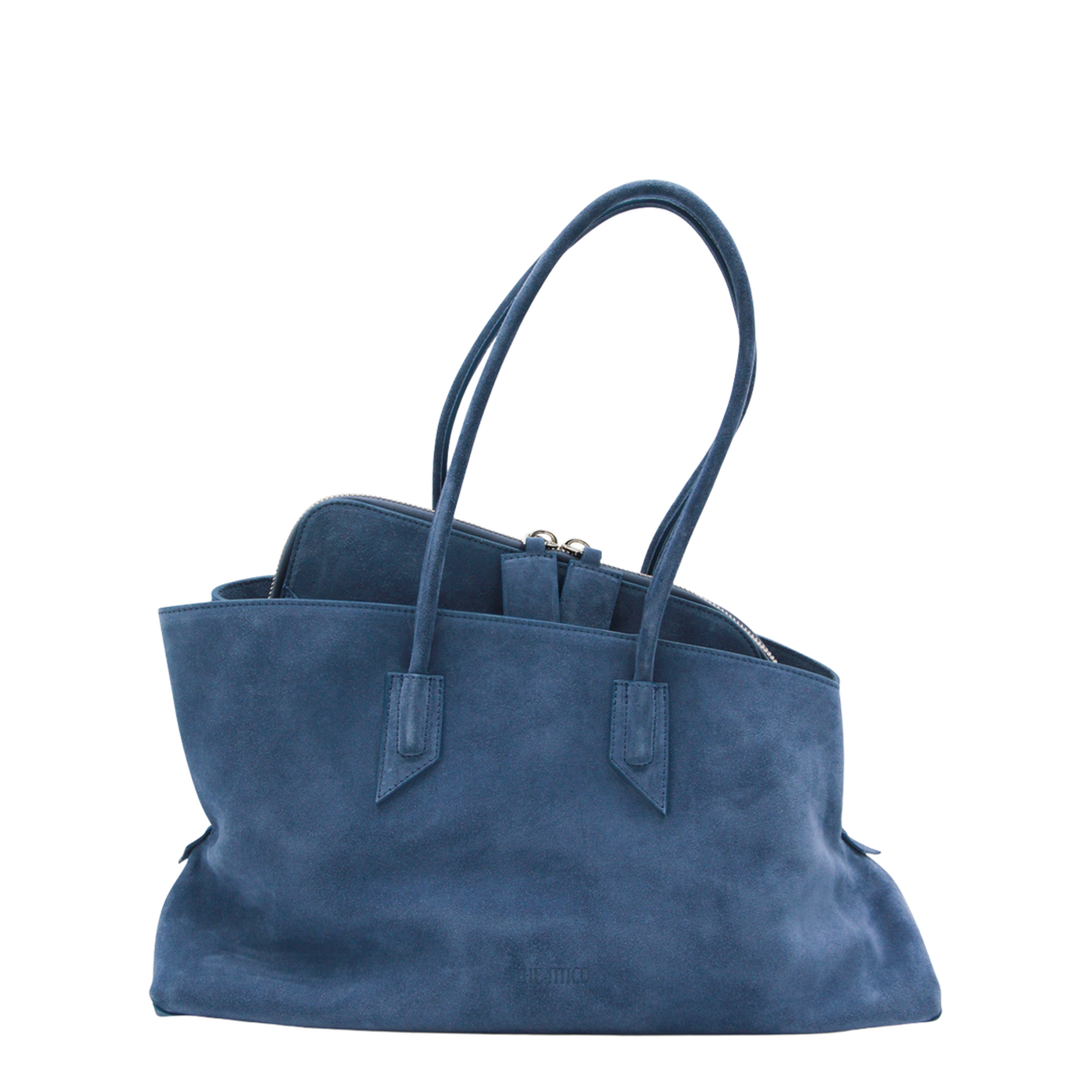 La Passeggiata Medium Suede Top Handle Bag - Sapphire Blue