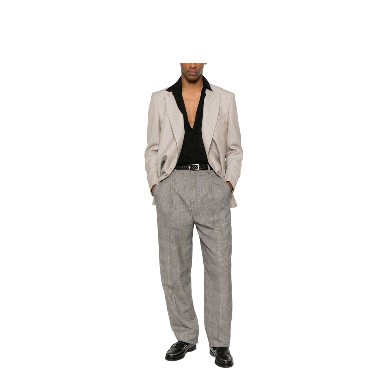 High-Waisted Pants in Prince of Wales Wool