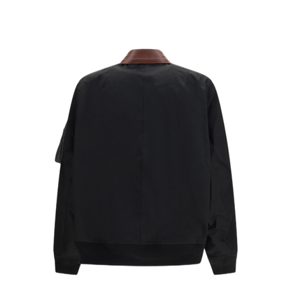 MAYFEYR - Sacai - Cotton Bomber Jacket With Leather Details - 2604031M001