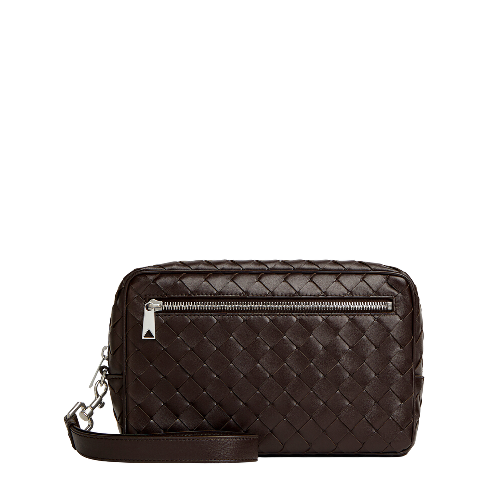 Intrecciato Small Leather Pouch - Brown