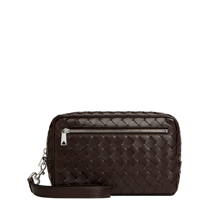Intrecciato Small Leather Pouch - Brown