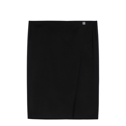 MAYFEYR - Givenchy - Black Wool Skirt With Metal Button 4G - BW40V615CT001
