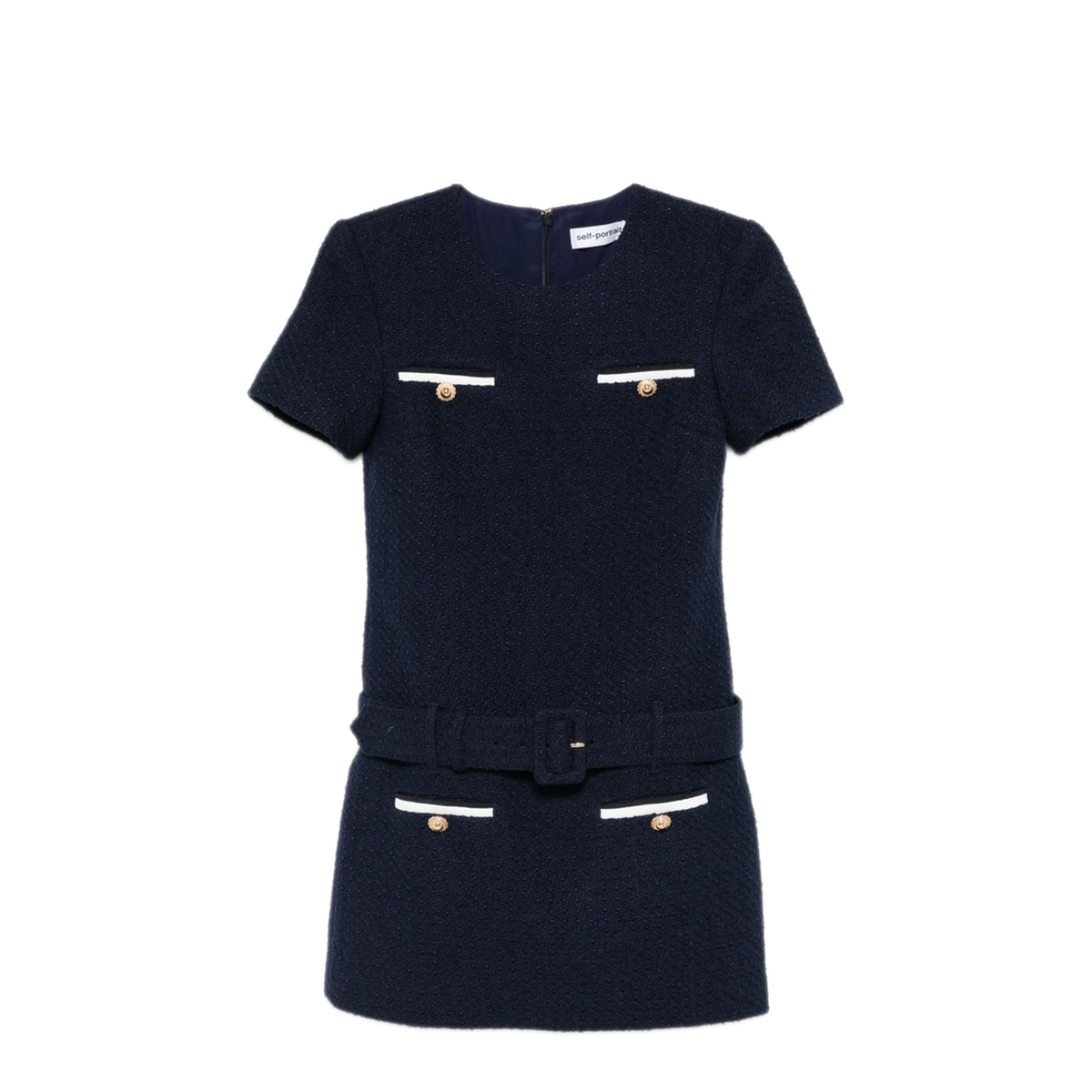 MAYFEYR - Self Portrait - Navy Blue Boucle Mini Dress - PF25034SBLUE