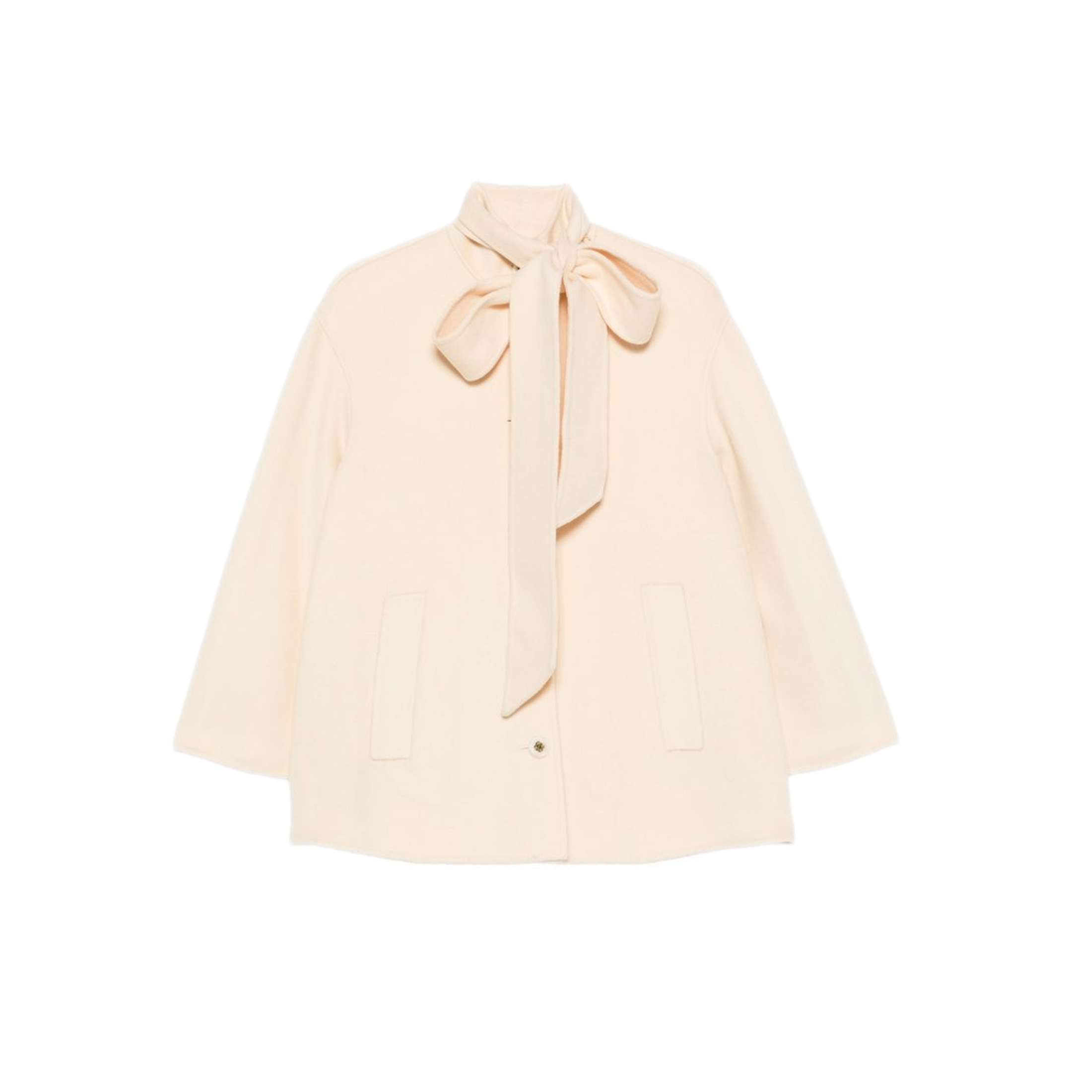 MAYFEYR - Zimmermann - Cream Pussy Bow Neck Coat - 5056CF261CRM