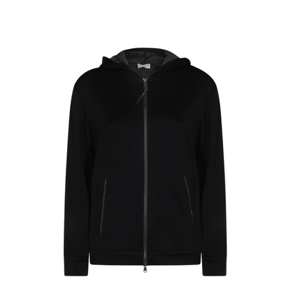 Cotton and Silk Interlock Hooded Topwear