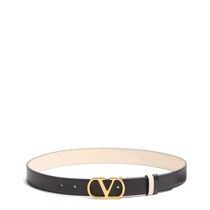 V Logo Leather Belt