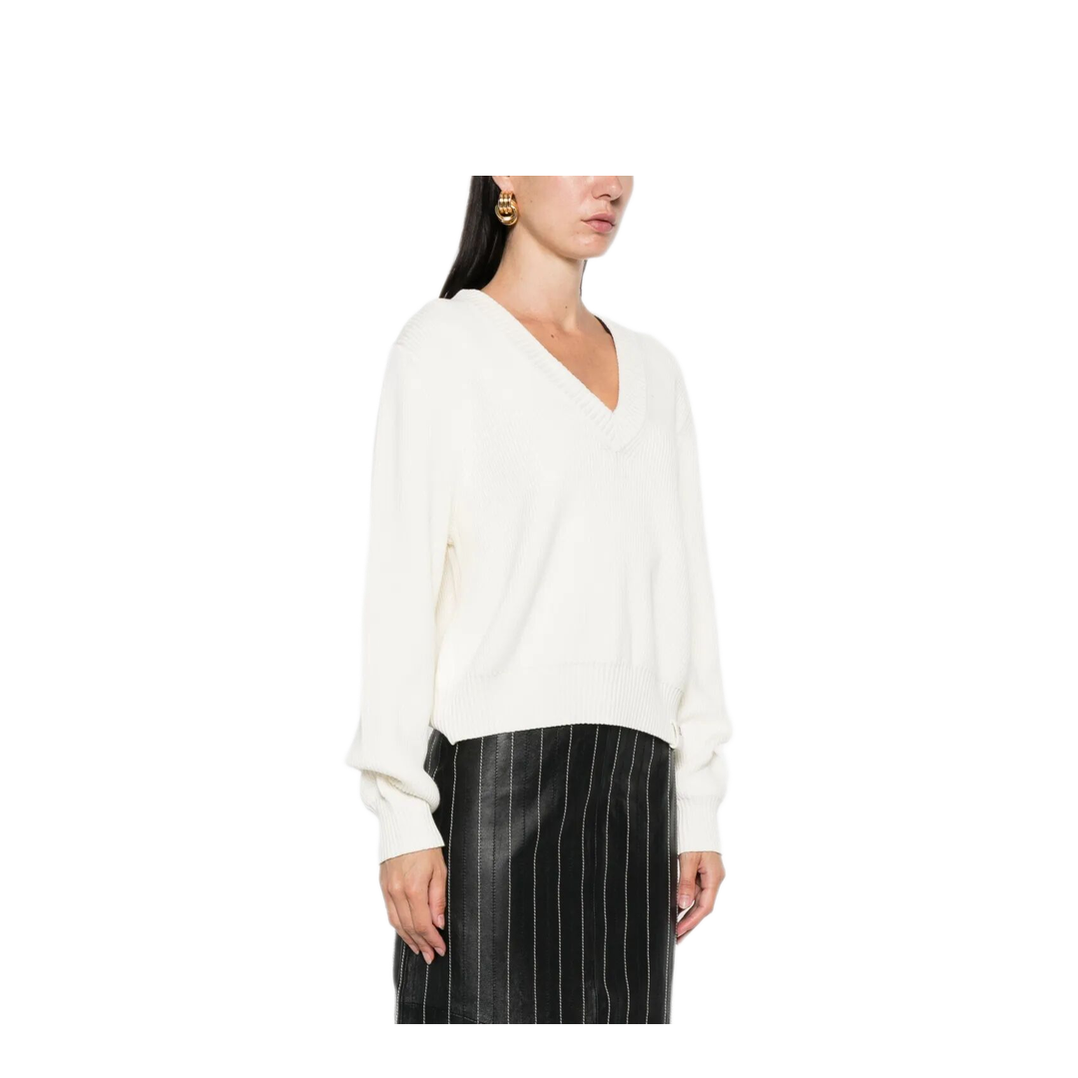 MAYFEYR - Victoria Beckham - Relaxed Fit V-Neck Cotton Blend Sweater - 1325KJU006491A3