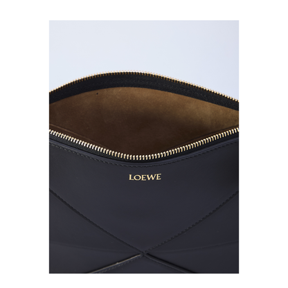 Puzzle Fold Leather Pouch - Black