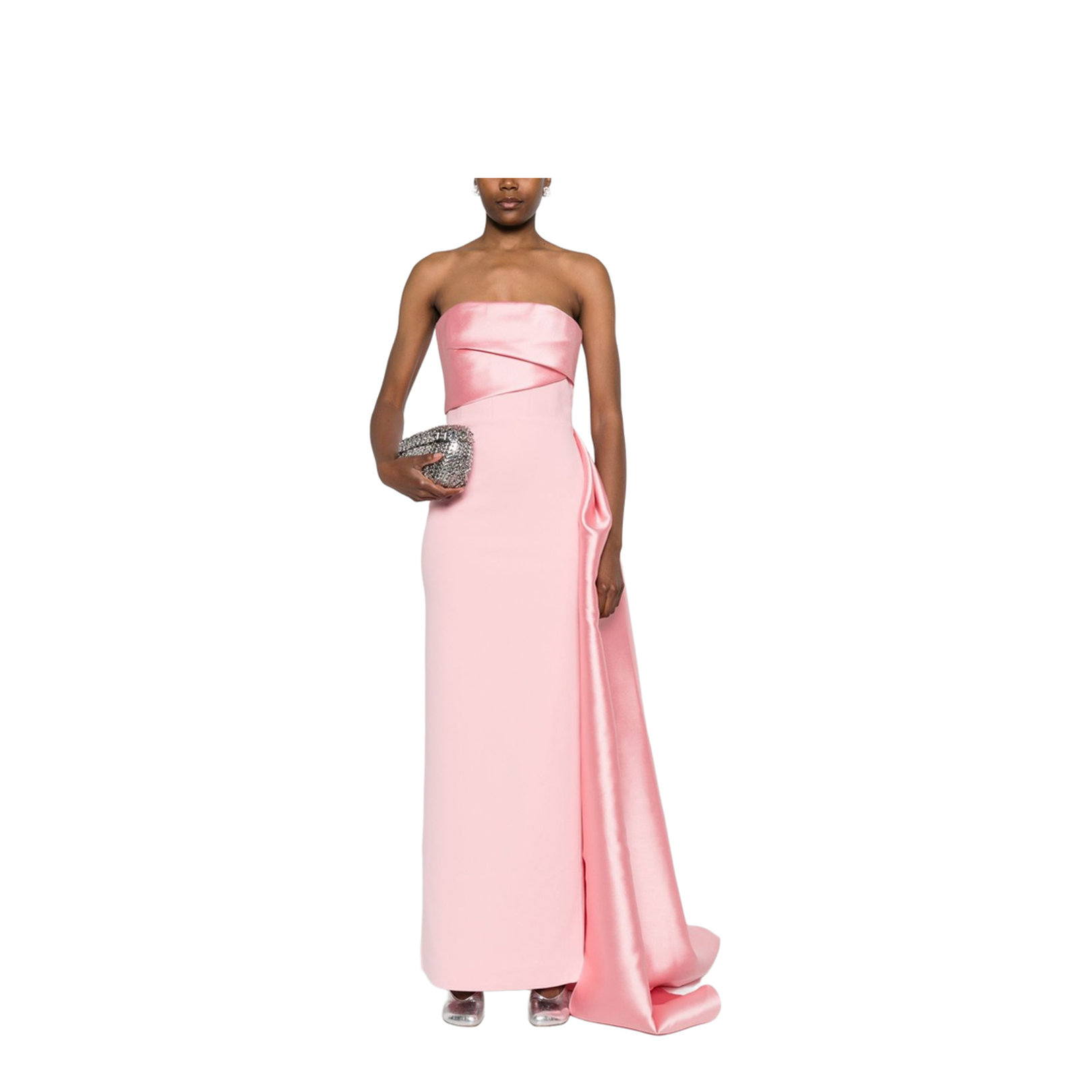 Kinsley Strapless Draped Satin Maxi Dress