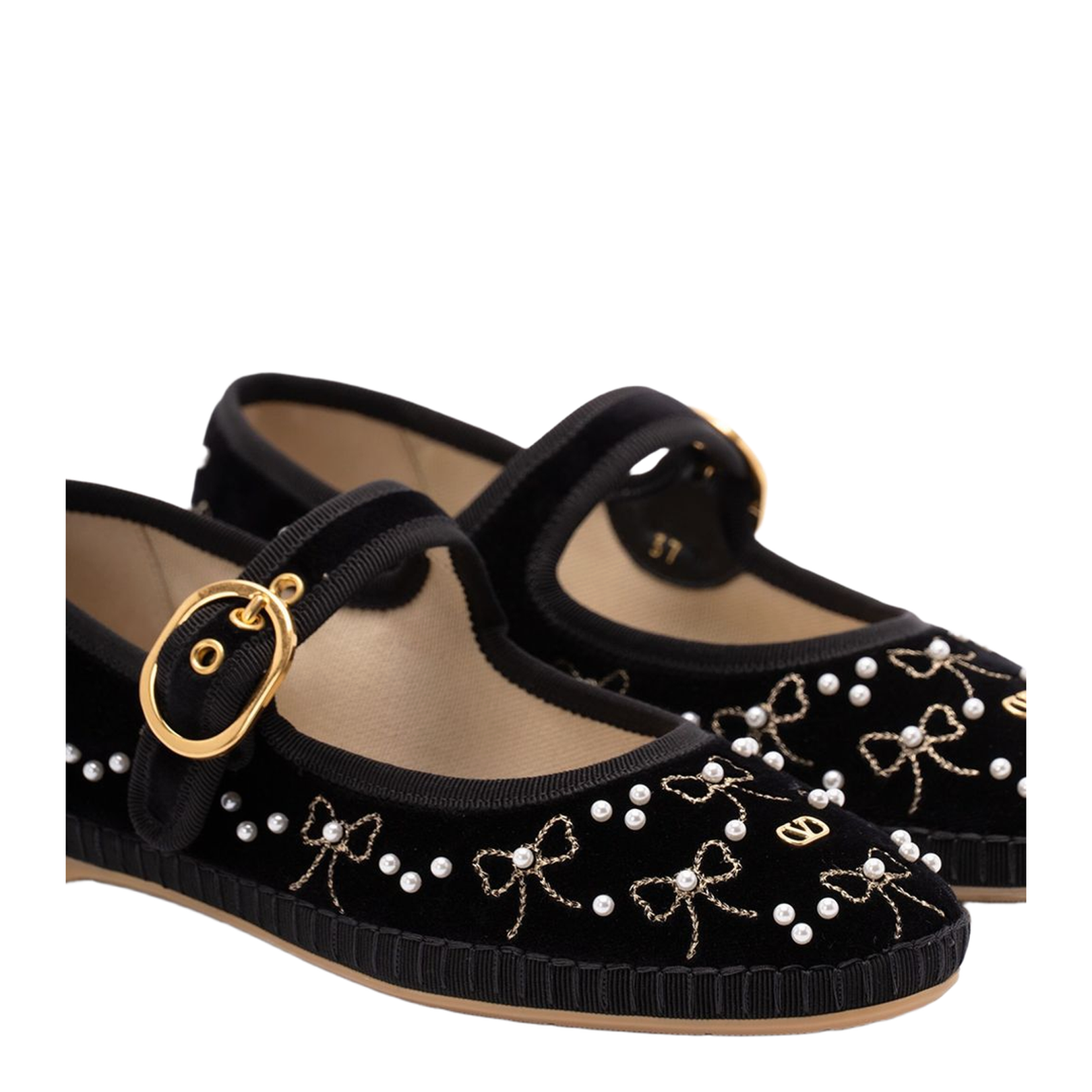 Black Garavani Flat Shoes