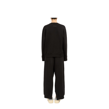 Black Numbers Appliqué Crew Neck Long Sleeve