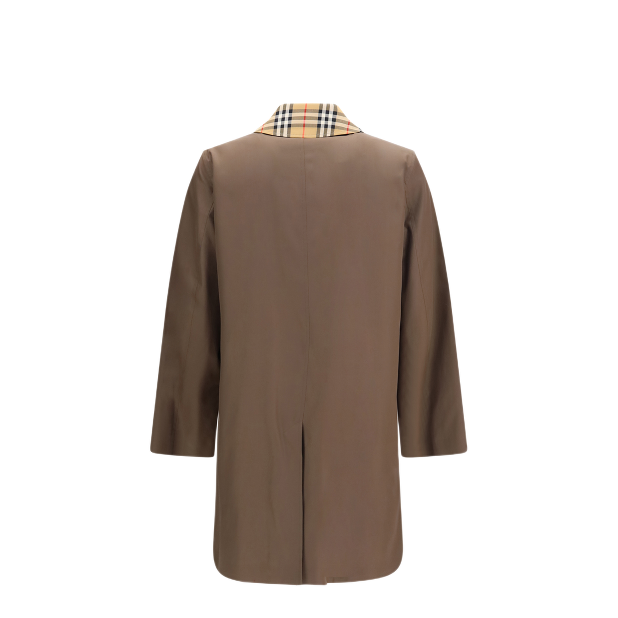 MAYFEYR - Burberry - Cotton Gabardine Coat With Check Collar - 8132359