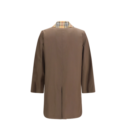 MAYFEYR - Burberry - Cotton Gabardine Coat With Check Collar - 8132359