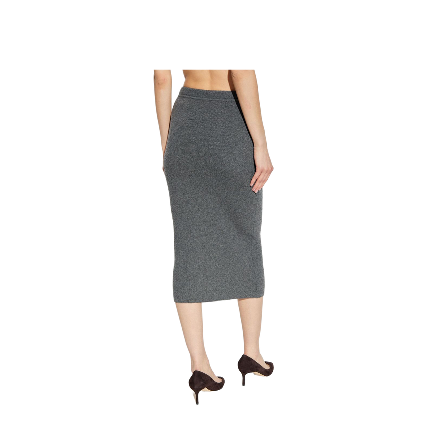 Cashmere and Cotton Midi Skirt - Grey