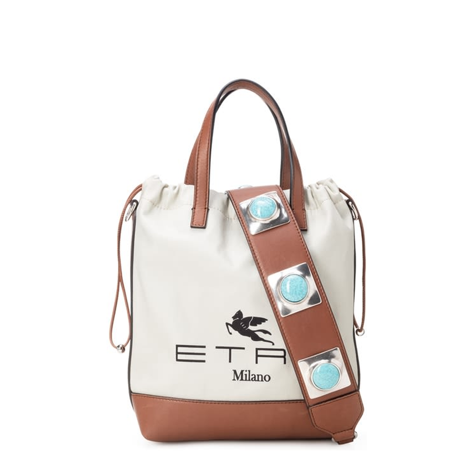 Cotton Bucket Bag Beige Brown