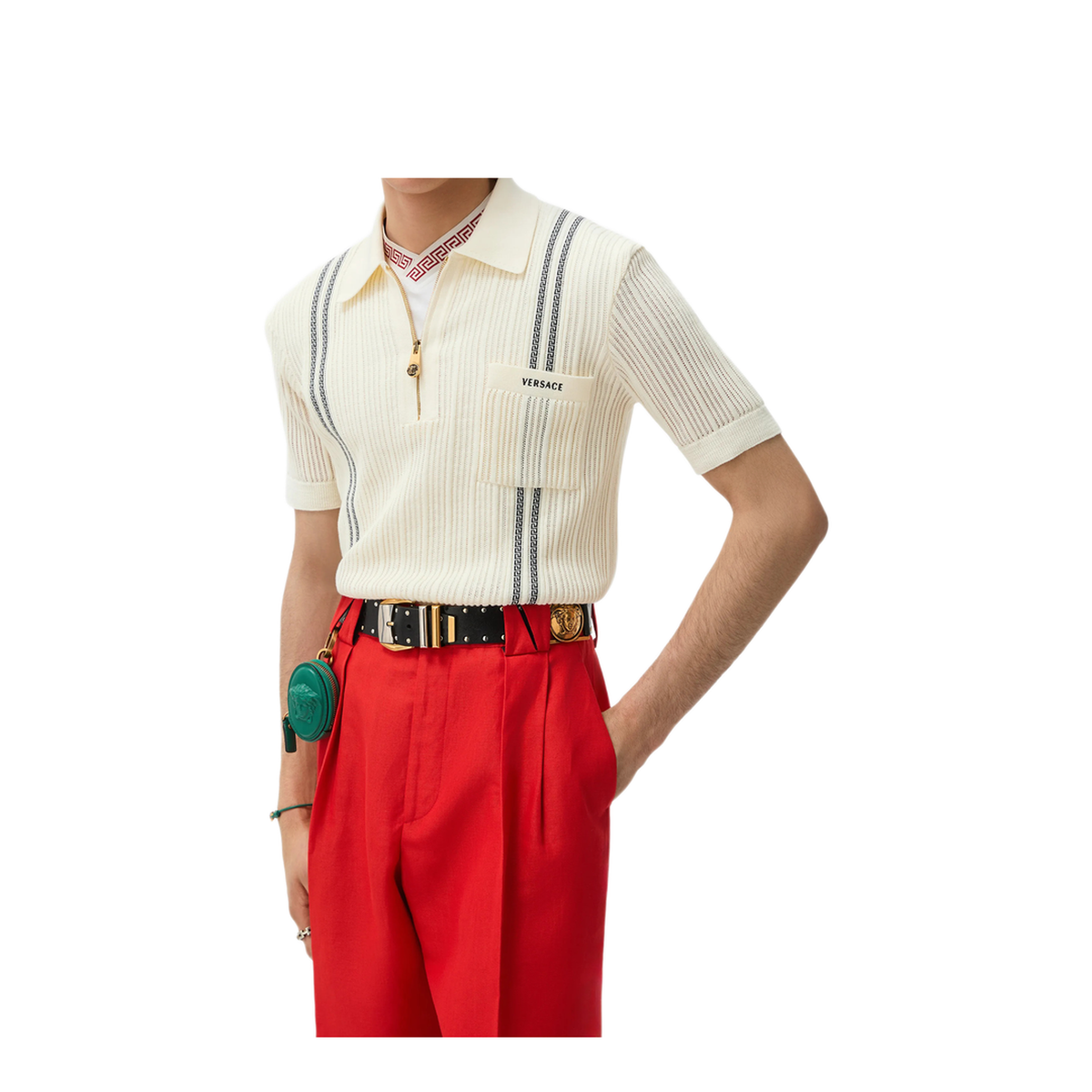 MAYFEYR - Versace - Cotton Jacquard Knit Polo Shirt - 10253531A183521W010