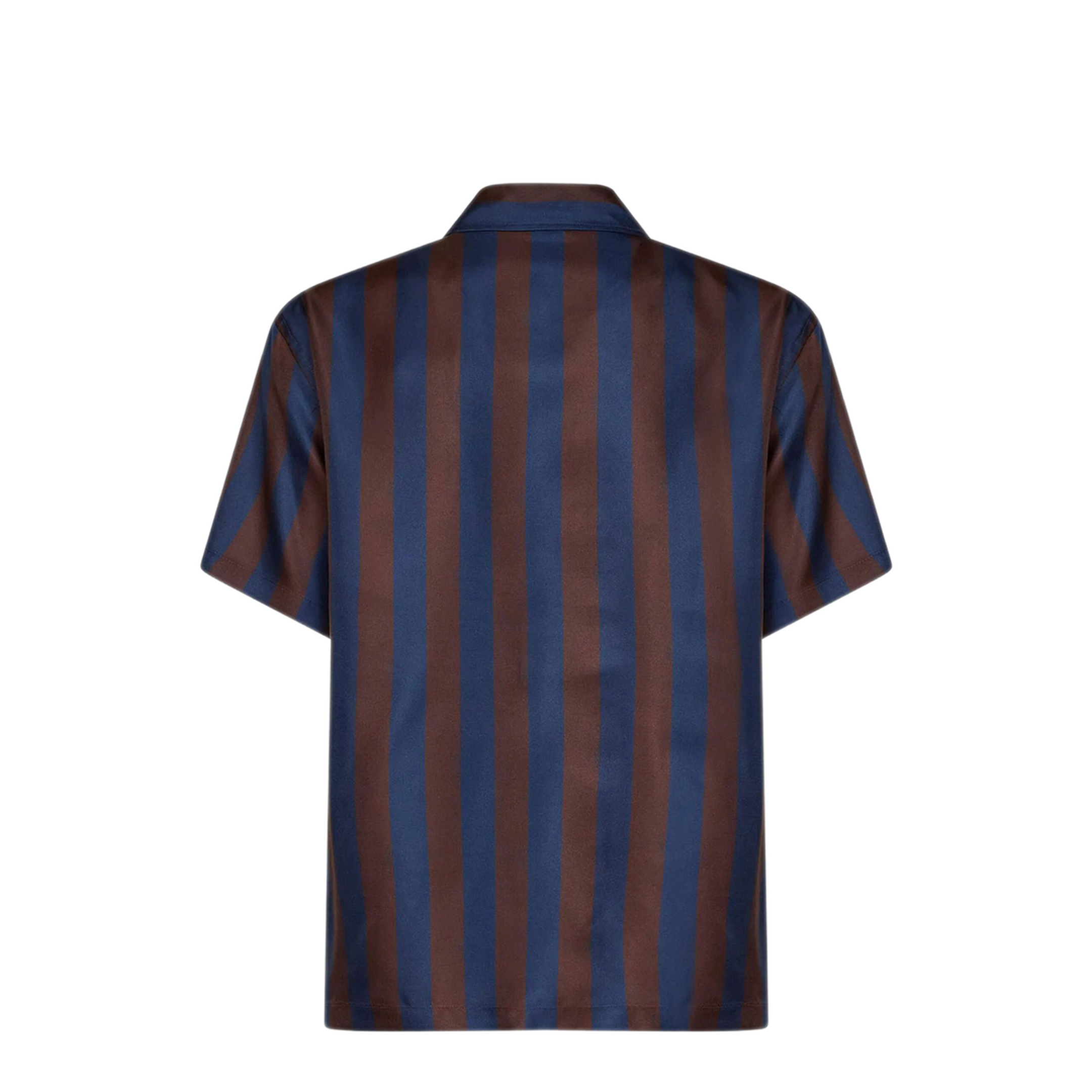 MAYFEYR - Fendi - Brown And Navy Blue Pequin Silk Shirt - FS1369AU6ZF1WXN