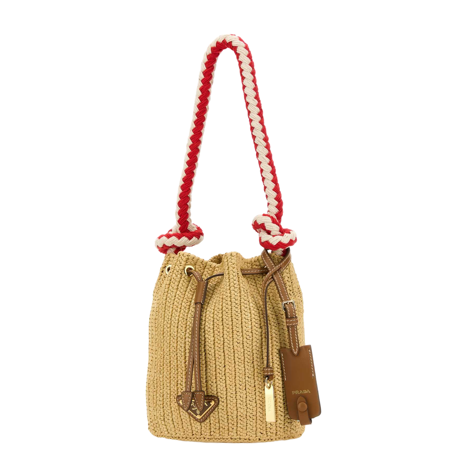 Beige Crochet Mini Bucket Bag