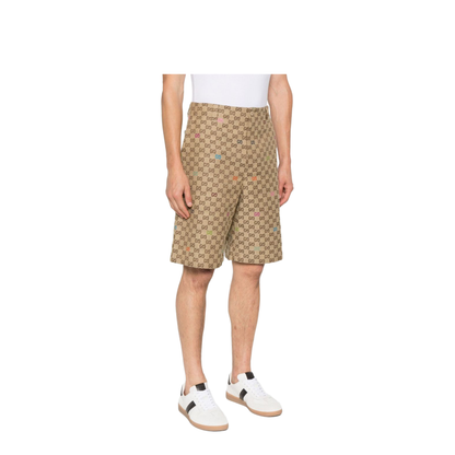 Canvas Shorts in Camel and Dark Brown