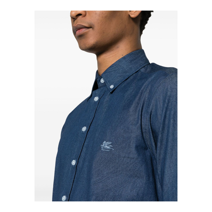 Indigo Blue Cotton Paisley Print Shirt