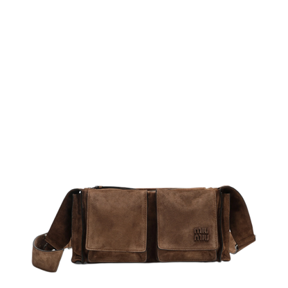 MAYFEYR - Miu Miu - Utilitaire Crossbody Bag In Cocoa Suede - 5BC205POO2CSSF0324