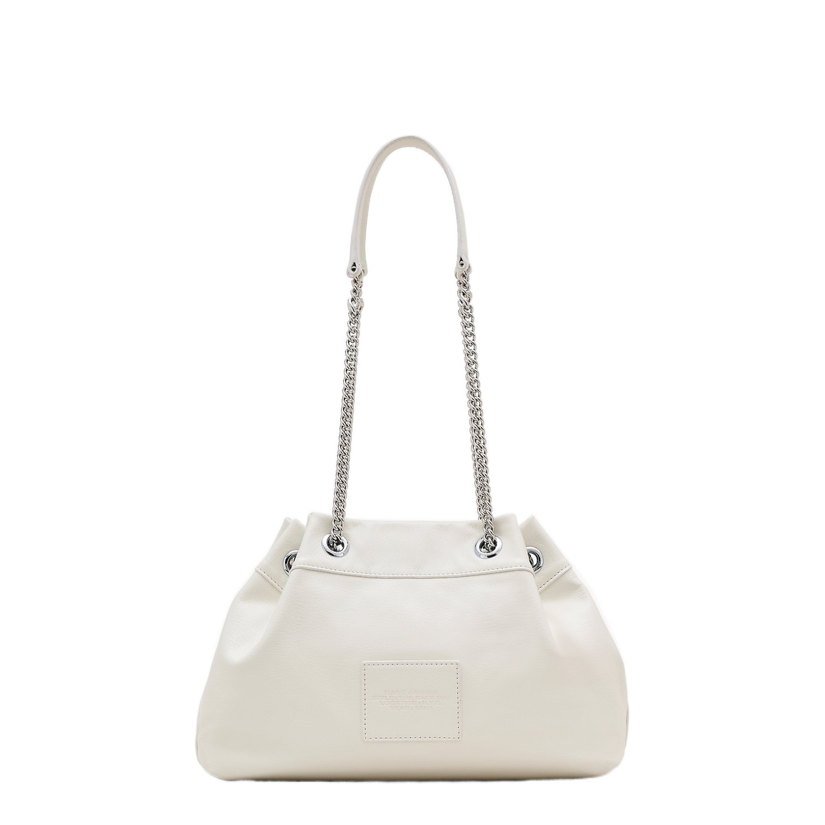 Chain Sack Shoulder Bag In White Leather