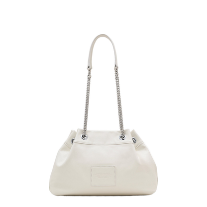 Chain Sack Shoulder Bag In White Leather
