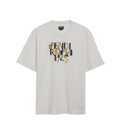 White Cotton T-Shirt with Logo Print