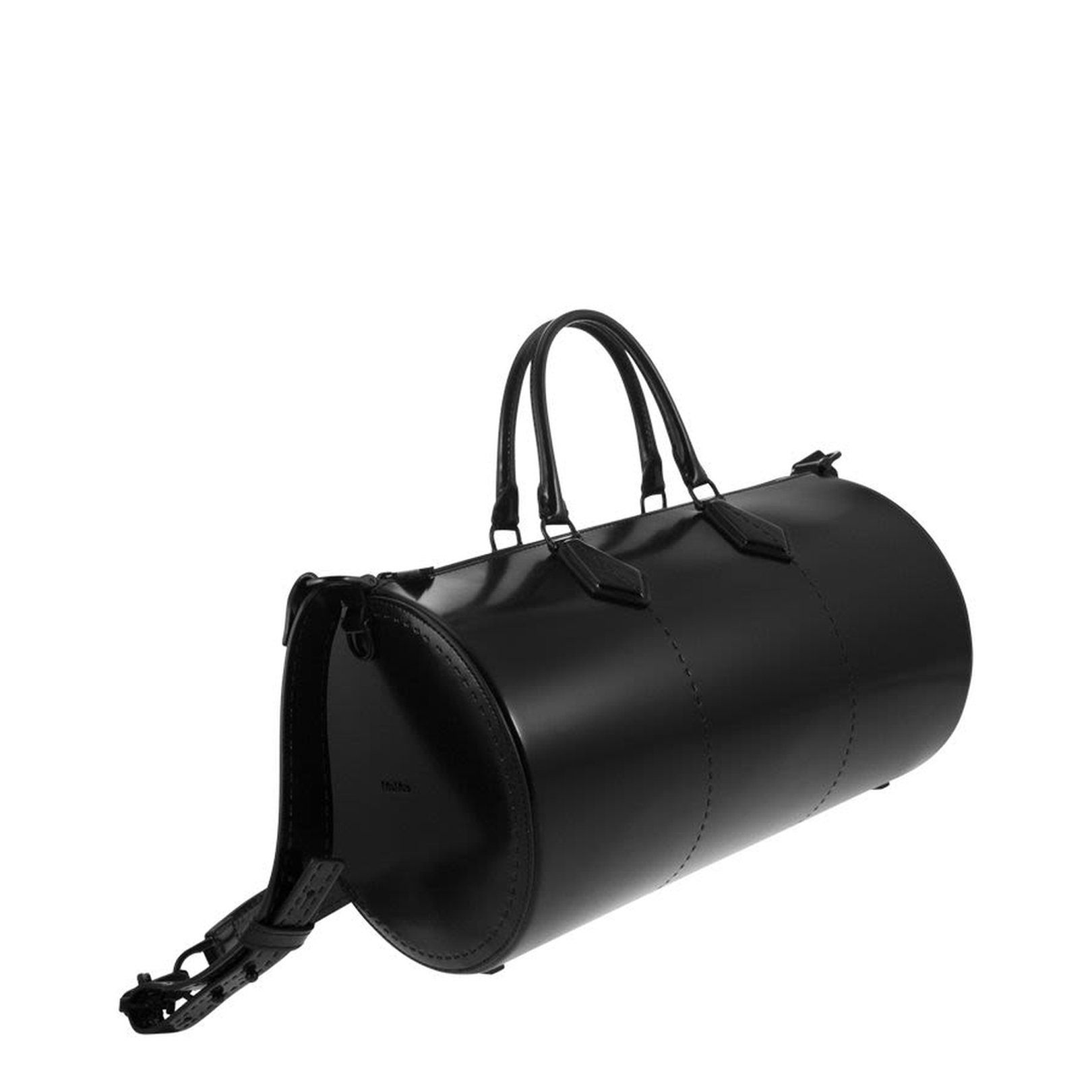 Black Leather Brushedrolll Handbag